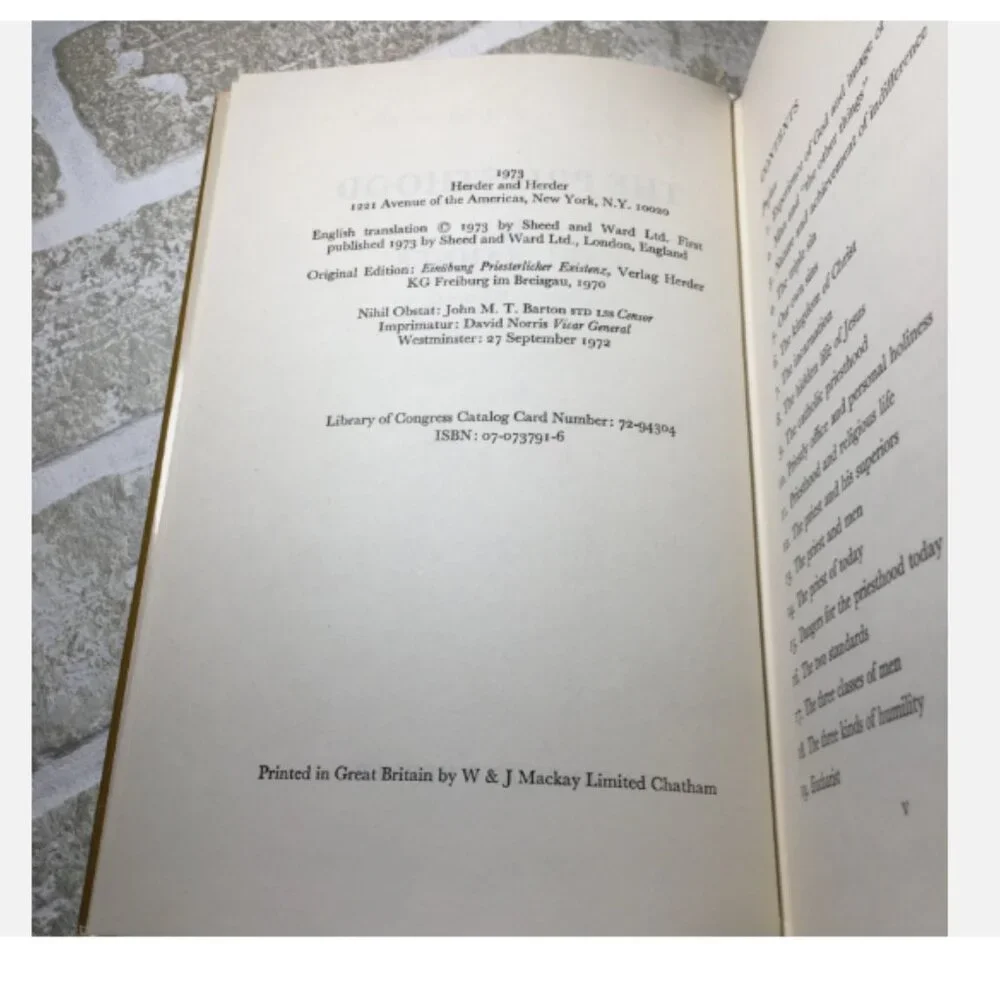 The Priesthood By Karl Rahner 1973 Hardcover